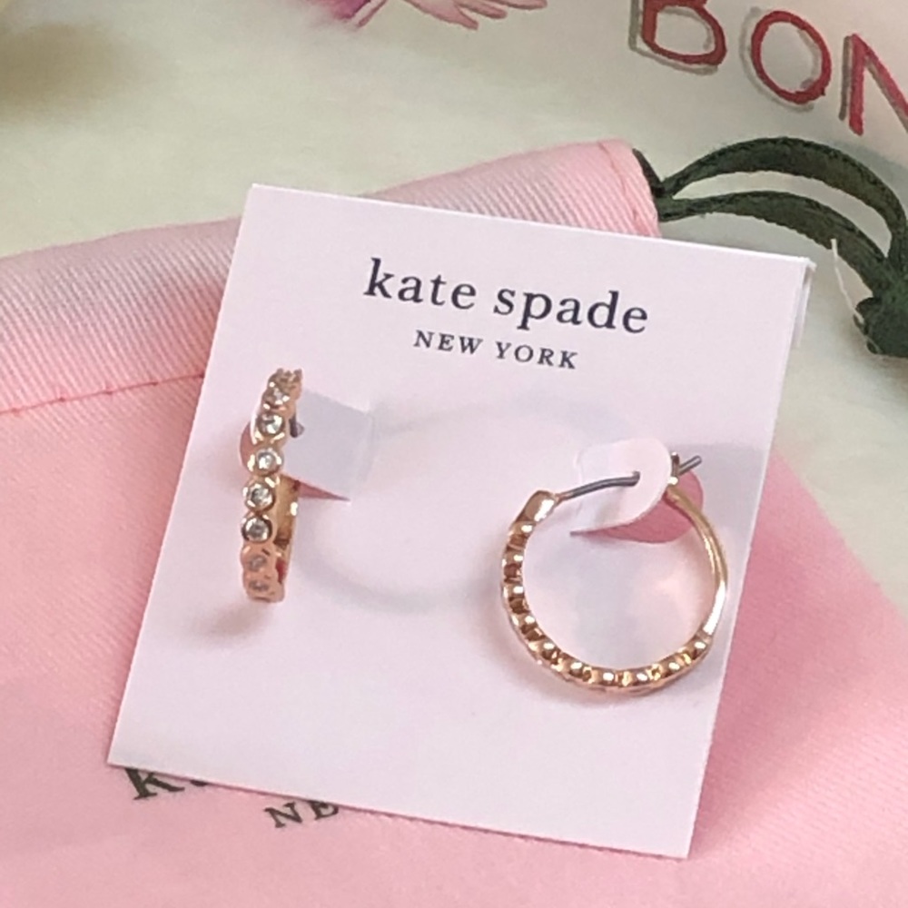 NWT KATE SPADE ♠️ FULL CIRCLE HUGGIES IN ROSE GOLD - Picture 5 of 8